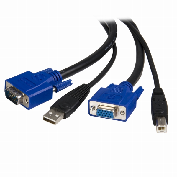 1.8mパソコン自動切替器専用KVMケーブル2in1USB/VGAKVMケーブル(ブラック)USBA/D-Sub15ピン(オス)ーUSBB/D-Sub15ピン(メス)