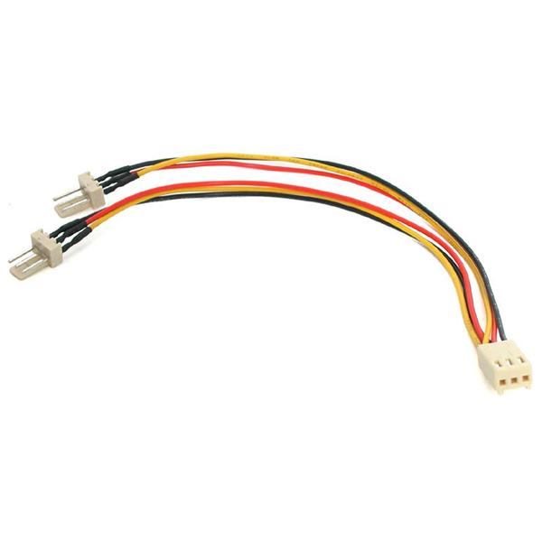 15cmファン用二股分岐電源ケーブルCPUクーラーやファンの電源用に1x3ピン(メス)-2x3ピン(オス)