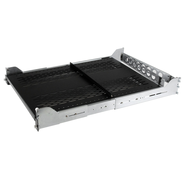 サーバーラック棚板/2U/19インチ/スライド式/放熱スリット付き/奥行61cm/耐荷重50kg/ラックアクセサリー