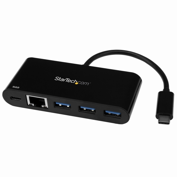 USB-C接続ギガビット有線LANアダプタ3ポートUSB3.0ハブ搭載USB給電(PD)対応USBType-C(オス)-GbE(メス)+3xUSBType-A(メス)