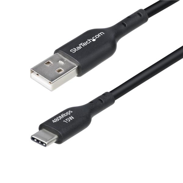USB 2.0 Type-A - Type-Cケーブル/15cm/3A 15W/ブラック/USB充電器対応 充電コード