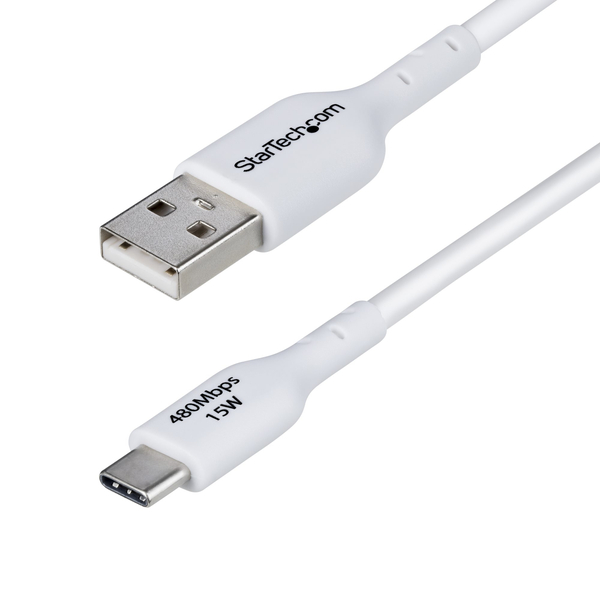 USBケーブル/USB 2.0 Type-A - Type-C/2m/3A 15W/オス-オス/ホワイト/充電コード