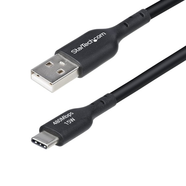 USBケーブル/USB 2.0 Type-A - Type-C/4m/3A 15W/ブラック/データ転送 充電コード