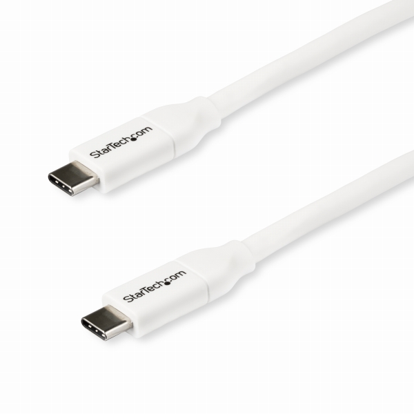 USB2.0Type-Cケーブル2mホワイト給電充電対応(最大5A)USB-C/オス-USB-C/オスUSB2.0規格準拠USB-IF認証済み