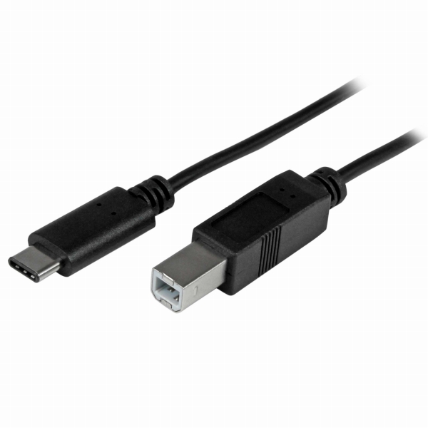 1mブラックUSB2.0ケーブルタイプBオス(4ピン)-Type-C/USB-Cオス(24ピン)リバーシブルデザインUSB2.0/480Mbps