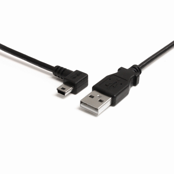 91cmミニUSB変換ケーブルminiUSB左向きL型ケーブルUSBA端子オス-USBmini-B端子オス