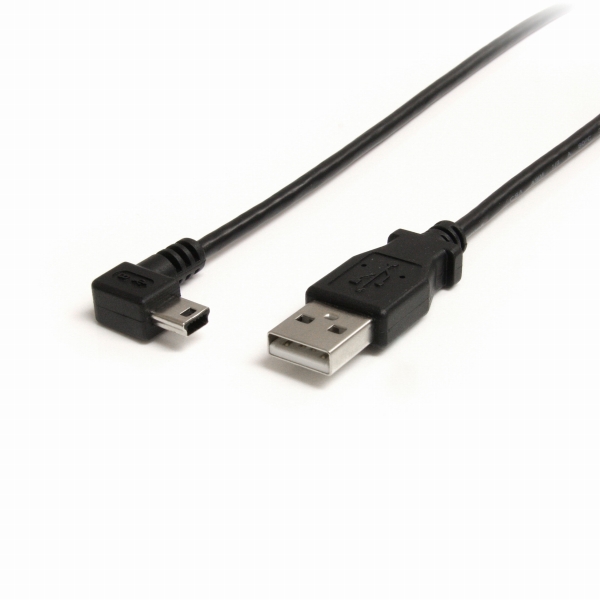 1.8mミニUSB変換ケーブルminiUSB右向きL型ケーブルUSBA端子オス-USBmini-B端子オス