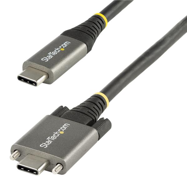 1mサイドロック付きUSB-Cケーブル10Gbps/USB3.1TypeCケーブル/100W(5A)PowerDelivery&DPAltモード/デュアルスクリューロック/USB-Cコード/充電・同期