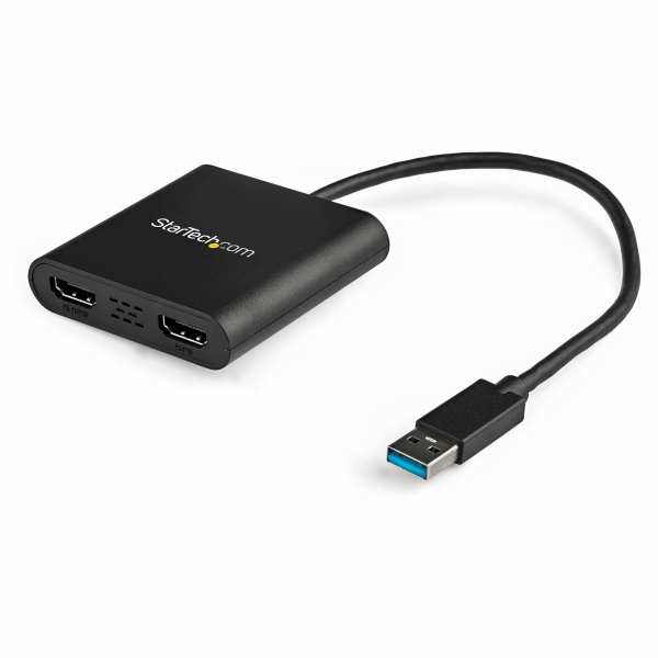 USB3.0接続2ポートHDMIアダプタ4K/30Hz対応USB-A(オス)-2xHDMI(メス)