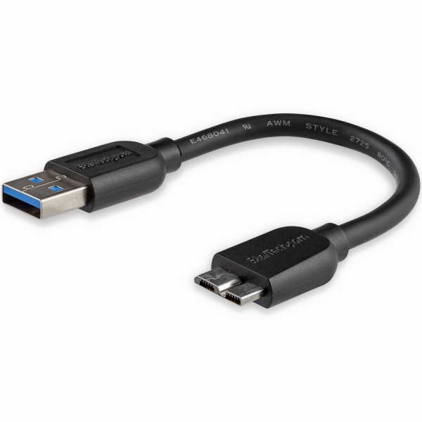 MicroUSB3.0スリムケーブルA(オス)-マイクロB(オス)15cm