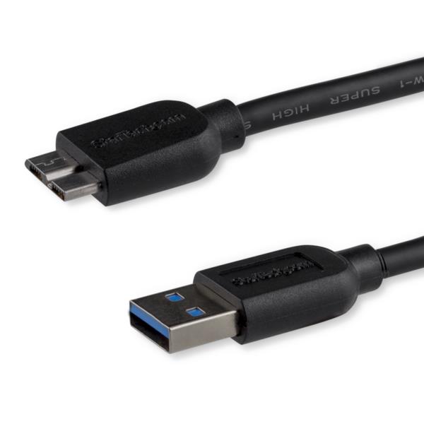 USB3.0Micro-Bスリムケーブル50cmType-A(オス)-マイクロB(オス)