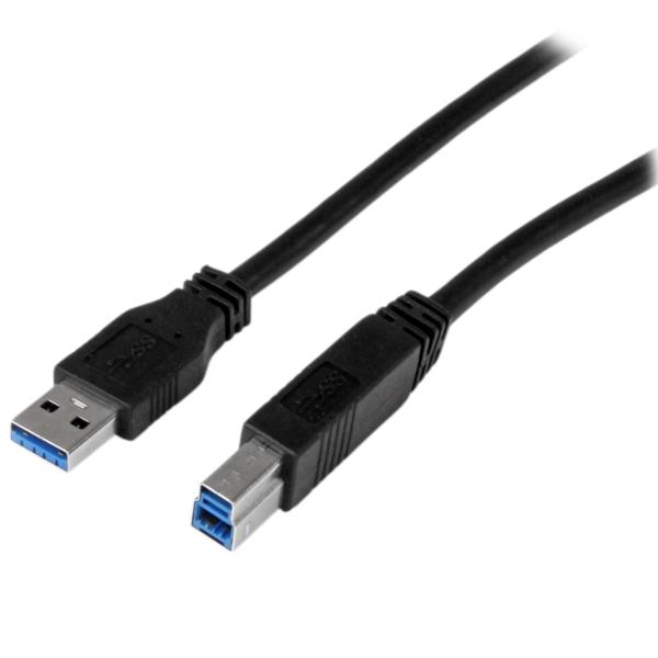 USBケーブル/USB3.0(5Gbps)/1m/Type-A-Type-B/オス-オス/USBIF認証/SuperSpeedUSB3.2Gen1規格準拠/ブラック/USBタイプB変換コードアダプターケーブル