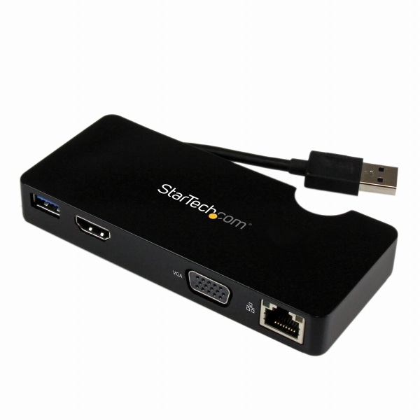 携帯用ドッキングステーション Ultrabook/MacBook対応 HDMI & VGA GbEポート USBバスパワー対応