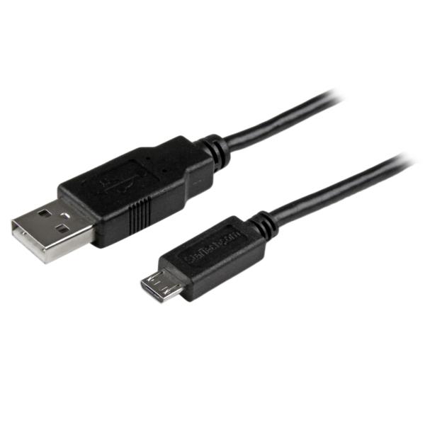 マイクロUSB充電ケーブル1m/USB-A(4ピンオス)-USBMicro-B(5ピンオス)/ケースを外さずに充電できるスリムケーブル/ライフタイム保証