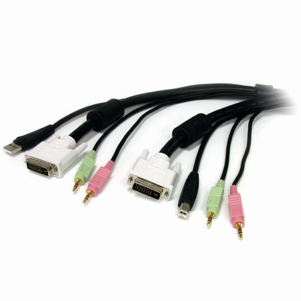 1.8mUSB/DVI-I/オーディオ/マイク一体型KVMケーブルPCパソコン切替器用USB/DVI-I/オーディオ/マイク接続ケーブル
