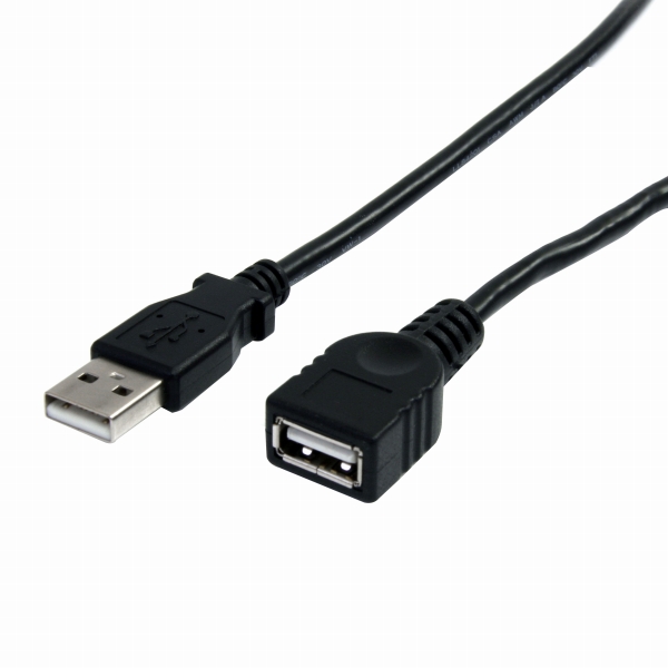 3mブラックUSB2.0延長ケーブルUSBAオス-USBAメス