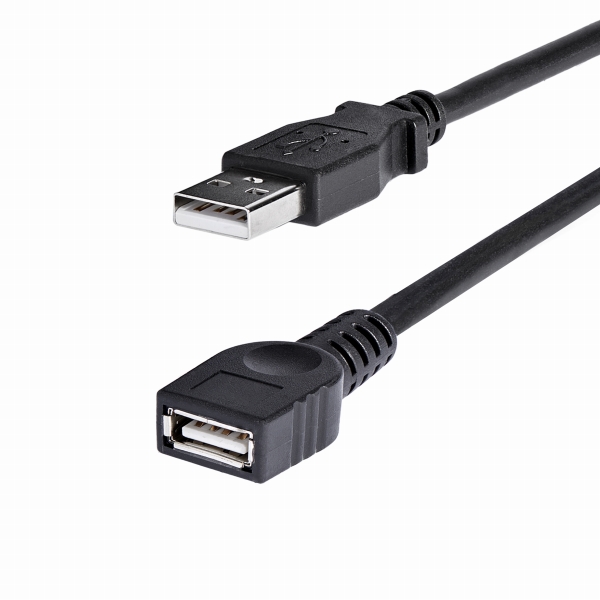 1.8mブラックUSB2.0延長ケーブルUSBAオス-USBAメスHighSpeedUSB2.0480Mbps対応USB1.1との下位互換性