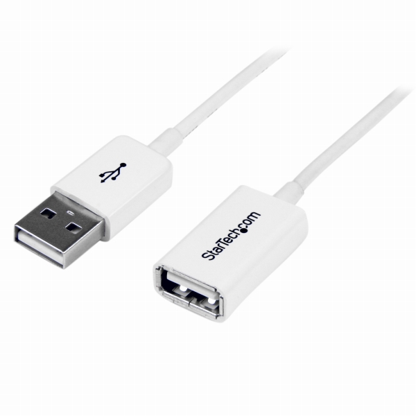 1mホワイトUSB2.0延長ケーブルUSBAオス-USBAメス
