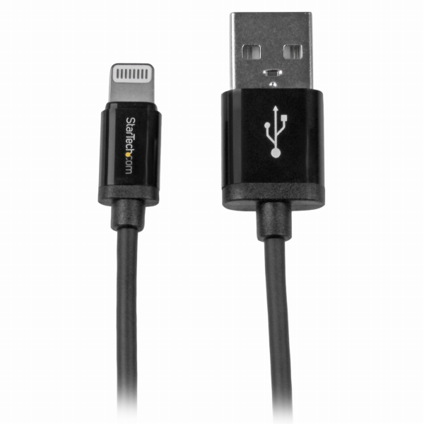 1miPhone/iPod/iPad対応AppleLightning-USBケーブルAppleMFi認証取得ライトニング8ピン(オス)-USBA(オス)充電&同期用ケーブルブラック