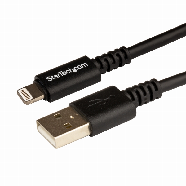 3miPhone/iPod/iPad対応AppleLightning-USBケーブルブラックAppleMFi認証取得ライトニング8ピン(オス)-USBA(オス)充電&同期用ケーブル
