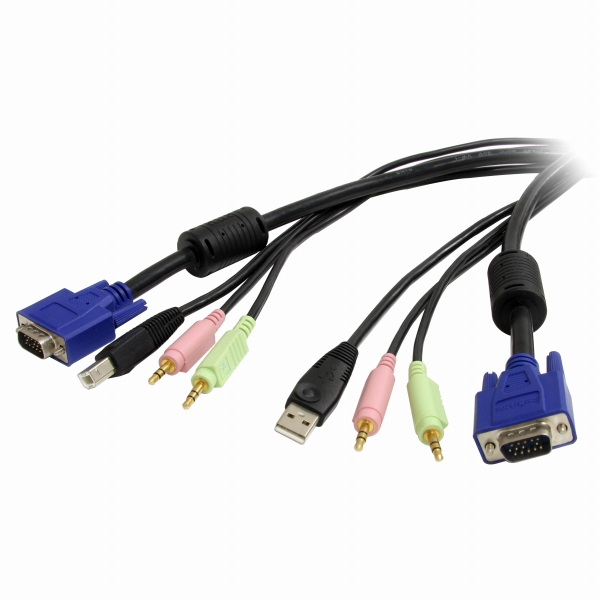 1.8mUSB/VGA/オーディオ/マイク一体型KVMケーブルPCパソコン切替器用USB/VGA/オーディオ/マイク接続ケーブル