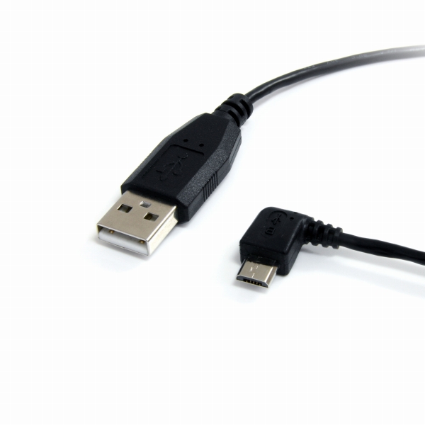 91cmmicroUSB変換ケーブルマイクロUSB左向きL型ケーブルUSBA端子オス-USBmicro-B端子オスHighSpeedUSB2.0対応