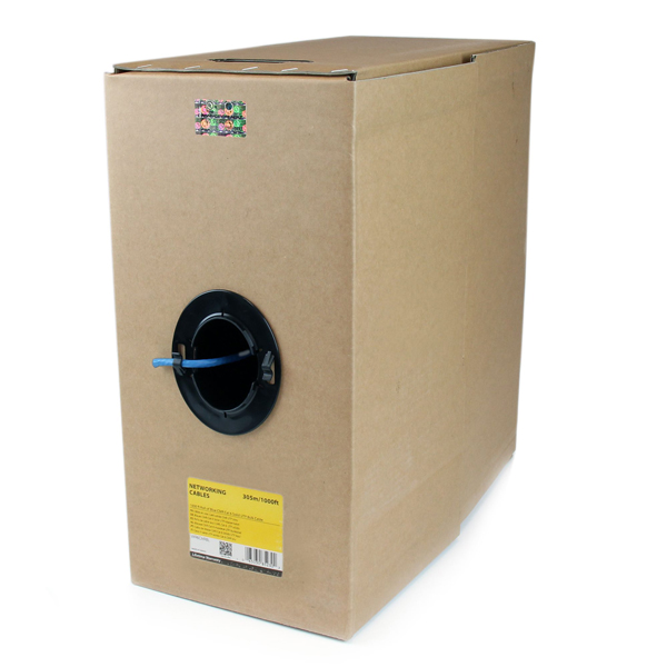 304.8m Cat6対応長尺LANケーブル ブルー CMR難燃グレード対応 リール巻箱入りカテゴリ6単線ケーブル