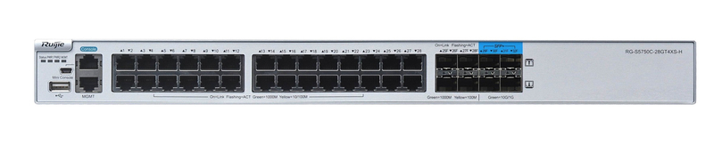 10/100/1000BASE-T×28、1000BASE-X×4(コンボx2) スイッチ