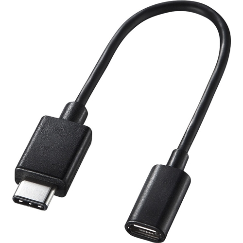 Type-C USB2.0 microB変換アダプタケーブル（10cm・ブラック）