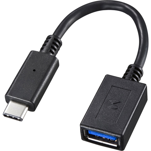 Type-C USB A変換アダプタケーブル（ブラック・7cm）
