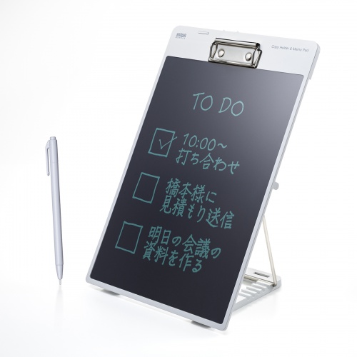 クリップ付き電子メモパッド（ホワイト）