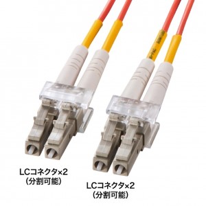 メガネ型光ファイバケーブル（マルチ50μm、LC×2-LC×2、15m）