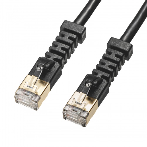 4方向固定CAT6A STP LANケーブル（ブラック・0.5m）