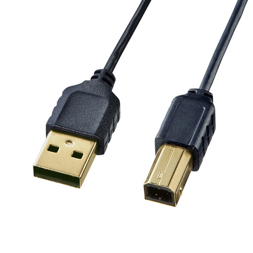 極細USBケーブル（USB2.0 A-Bタイプ・ブラック・1m）