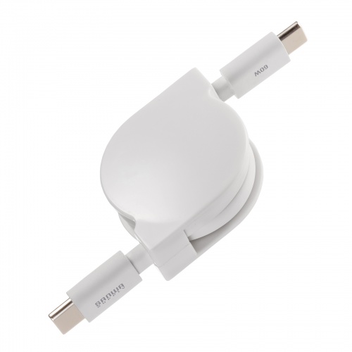 USB2.0 Type-C 巻取りケーブル PD60W ホワイト