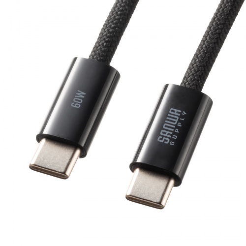 USB Type-Cシリコンメッシュケーブル（PD60W・ブラック・2m）