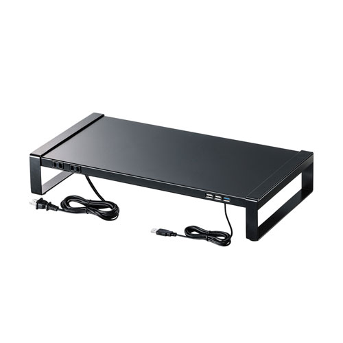 電源タップ＋USBハブ付き机上ラック（W500）
