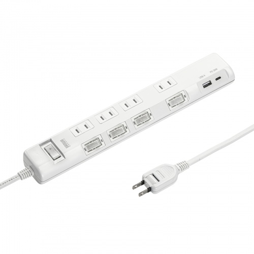 節電タップ（2P・4個口・2m・ホワイト）