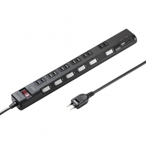 節電タップ（2P・6個口・2m・ブラック）