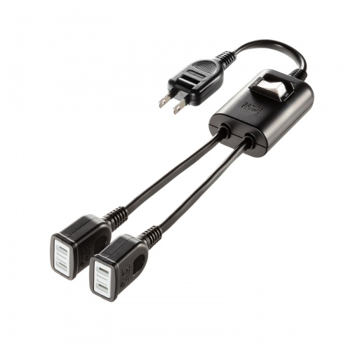 一括集中スイッチ付き電源延長コード（2P・2分岐・2個口・ブラック）