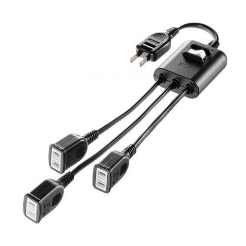 一括集中スイッチ付き電源延長コード（2P・3分岐・3個口・ブラック）