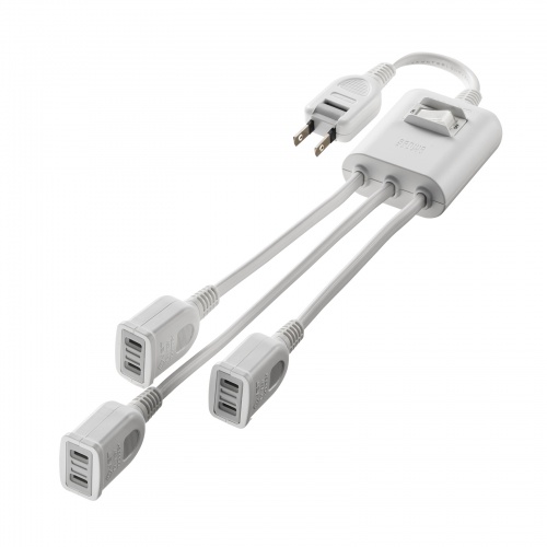 一括集中スイッチ付き電源延長コード（2P・3分岐・3個口・ホワイト）