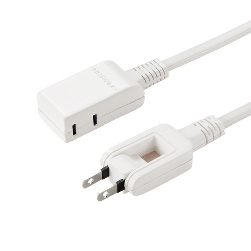 マイクロ電源タップ（収納式スイングプラグ・2個口・1m・ホワイト）