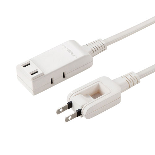 マイクロ電源タップ（収納式スイングプラグ・3個口・1m・ホワイト）