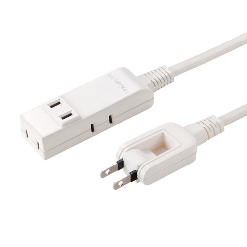 マイクロ電源タップ（収納式スイングプラグ・4個口・0.2m・ホワイト）