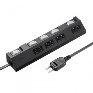 節電タップ（2P・4個口・3m・ブラック）