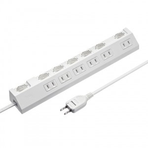 節電タップ（2P・6個口・2m・ホワイト）