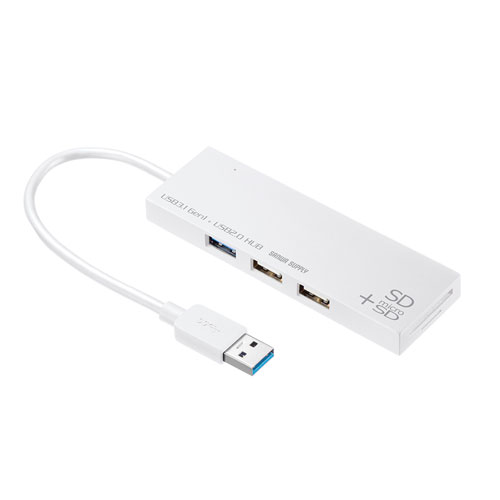 USB3.1+2.0コンボハブ カードリーダー付き（ホワイト）