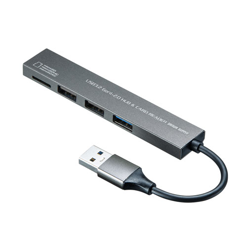 USB 3.2 Gen1+USB2.0 コンボ スリムハブ（カードリーダー付き）