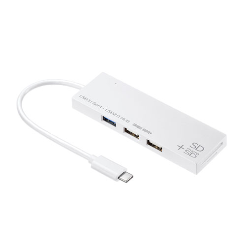 USB Type-Cコンボハブ（カードリーダー付き・ホワイト）